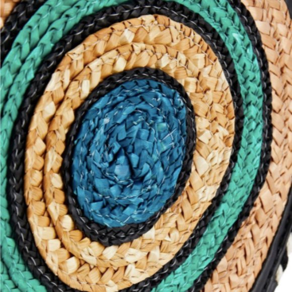 Rebecca Minkoff Straw Circle Crossbody Bag, Blue Multi - Picture 4 of 14